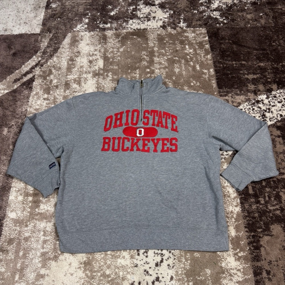 Vintage Jansport 1/4 Zip Ohio State Buckeyes Pullover Sweater Jacket XL